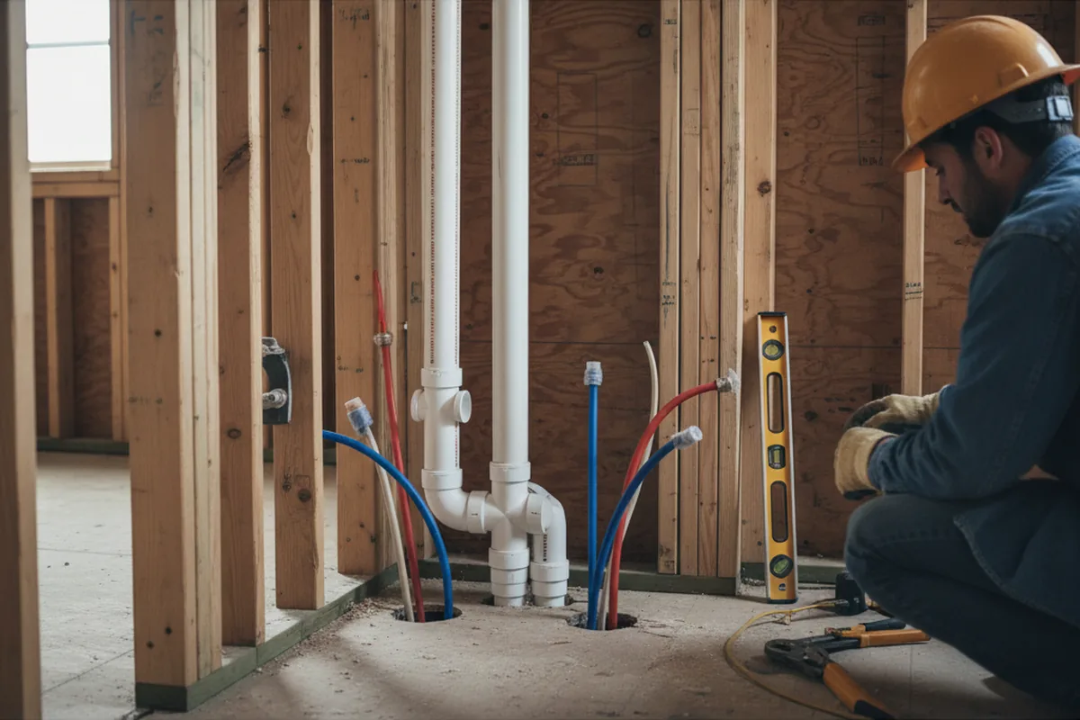 Drain and supply rough-in during Drain Cleaning in Austin
